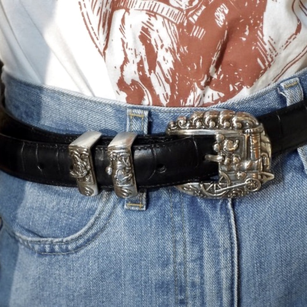 Brighton Disney Belt with Mickey, Minnie, Goofy and Donald black leather